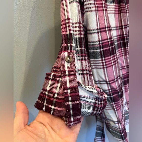 LOST + WANDER women plaid roll up sleeve shirt /size M - Picture 8 of 12